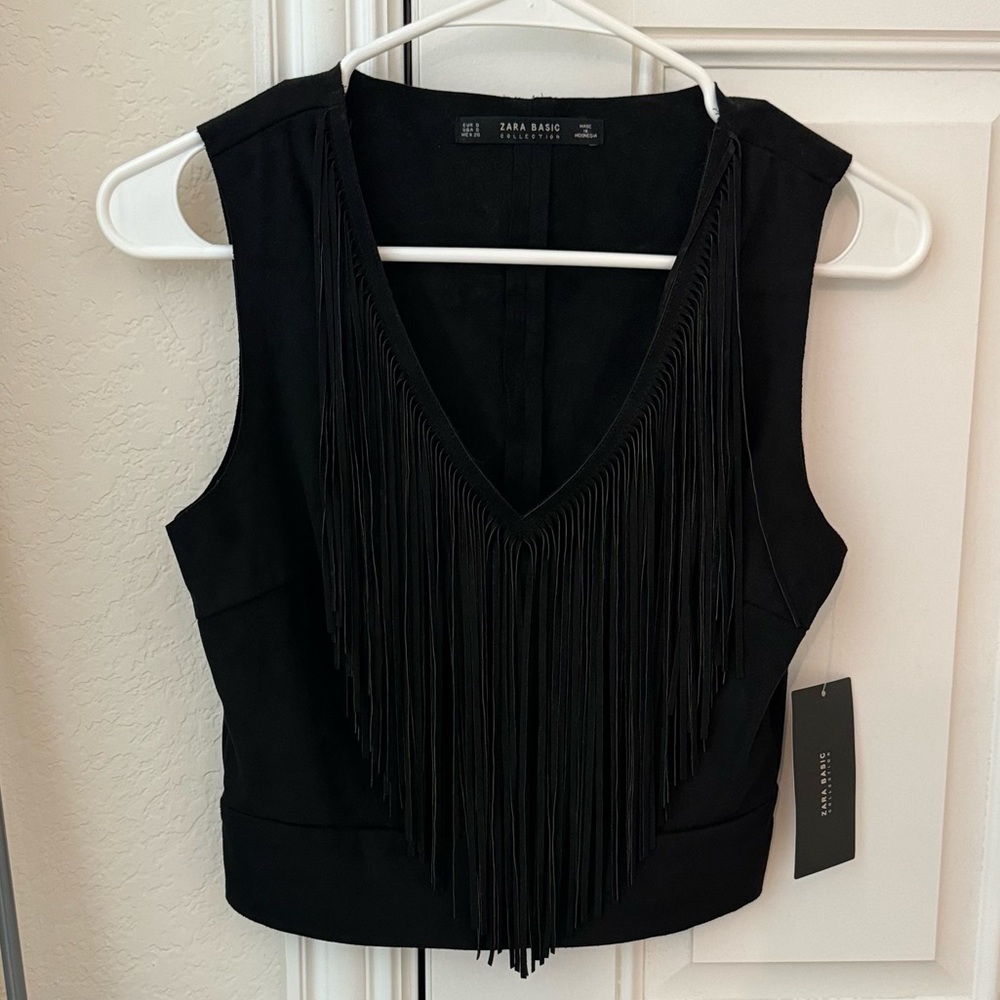 Zara Women’s Top Black fringe
